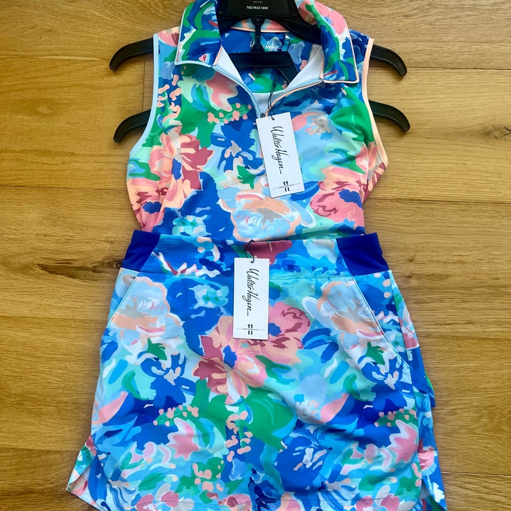 Colorful Floral Sleeveless Top and Shorts Set